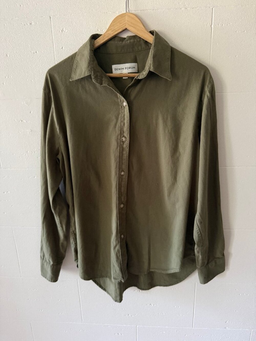 Denim Forum Aritzia | Khaki The Jane Longsleeve Shirt | Oversized Button | Small - Picture 2 of 10